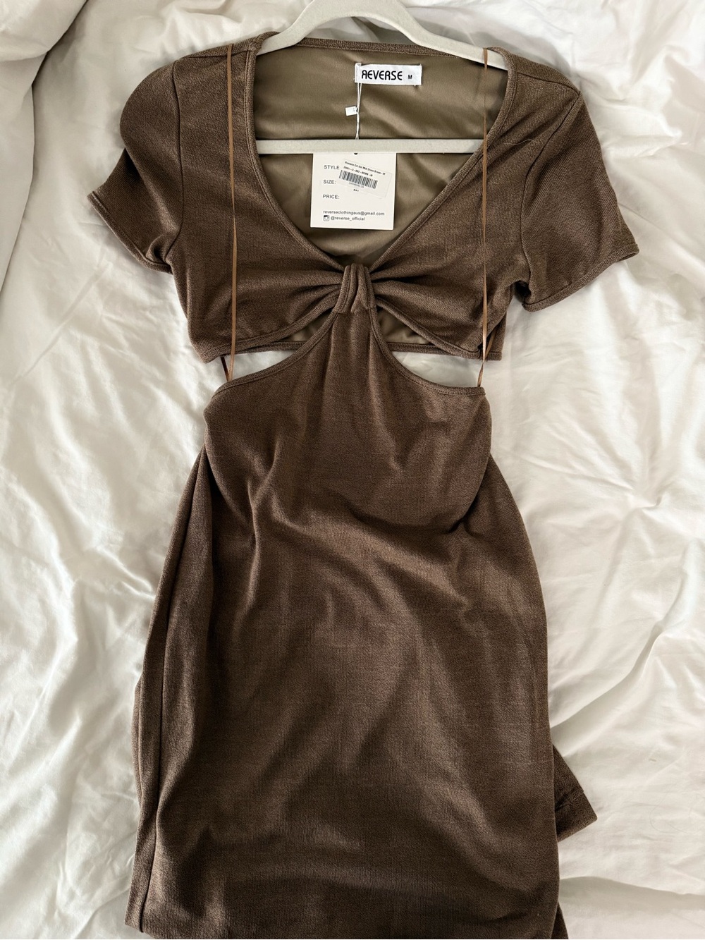 Reverse Cut Out Brown Midi Dress